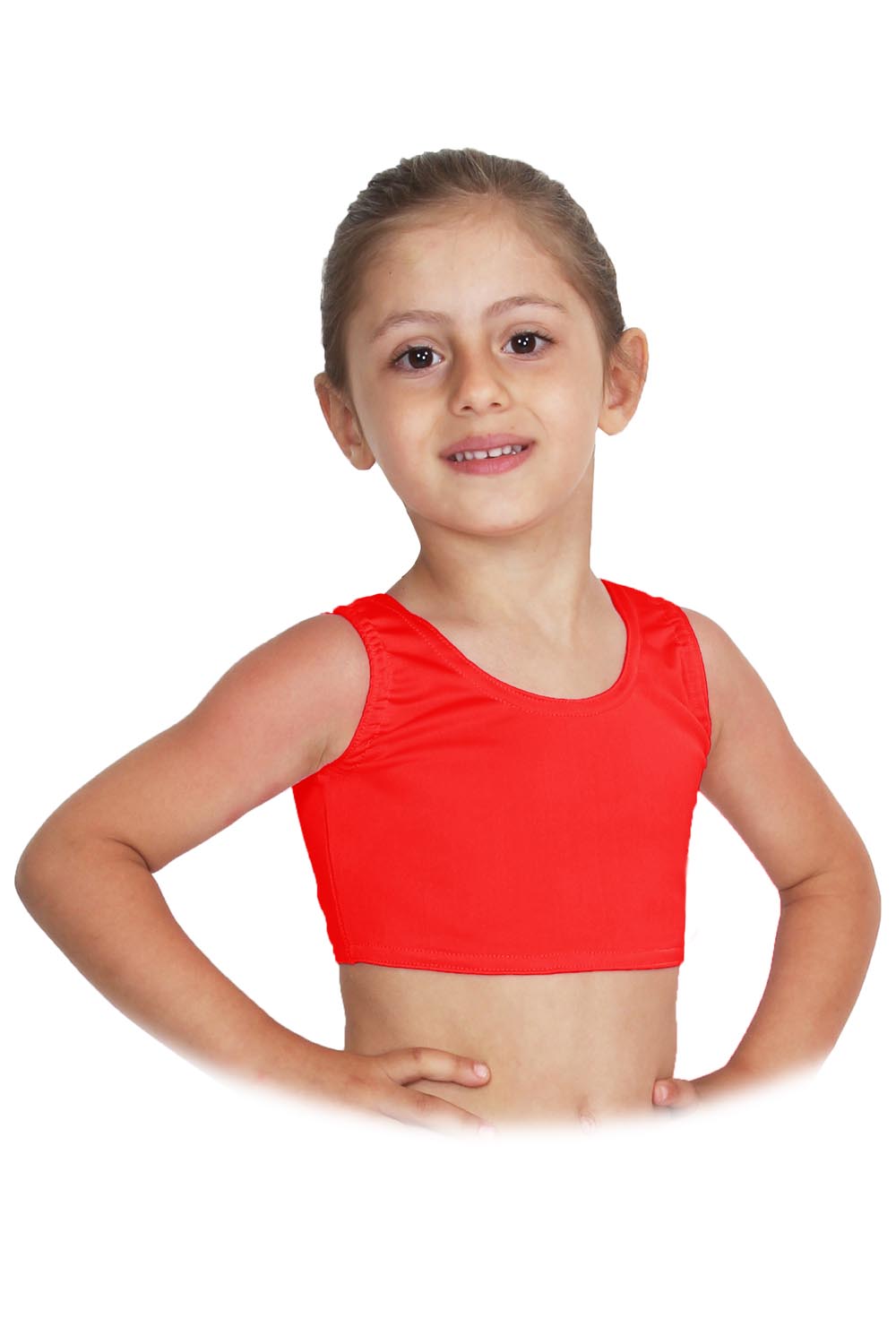 TOP DANZA LYCRA CORTO CON SPALLINE SPESSE ROSSO BABY